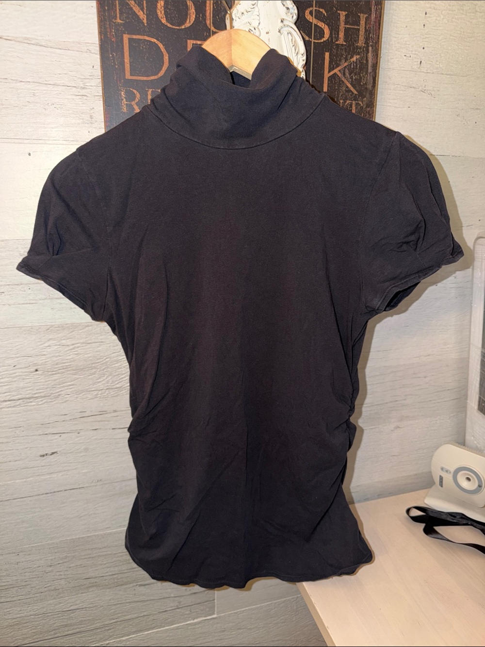 Kenneth Cole New York Vintage Black Short-Sleeve 4" Turtleneck Cotton Tee